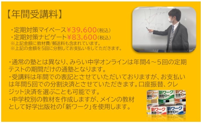 みらい中学オンラインの料金